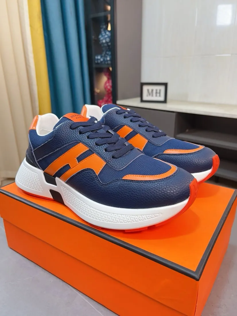 Men's shoes💰580🌸🌸【HERMES】Hermès high-end quality original shoe upper: 🔝tumbled calfskin, suede calfskin, shoe body sewn H totem, outsole: ultra-light TPU foam·rubber; two-color molded outsole, ultra-high quality control·fine workmanship: highlighting (high-end·luxury·grade) 38-44 (45 can be customized)